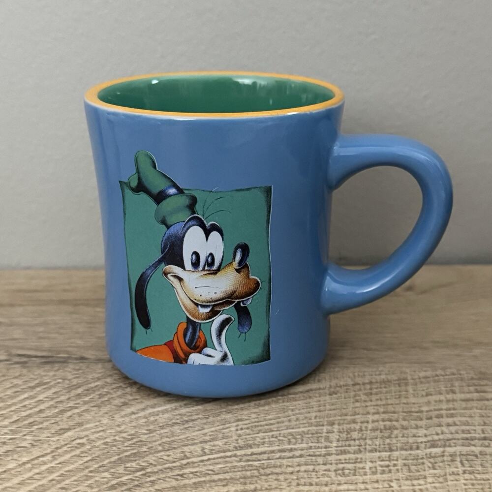 Disney Goofy‎ Blue Green Coffee Mug Tea Cup Double Sided Vintage Disney World
